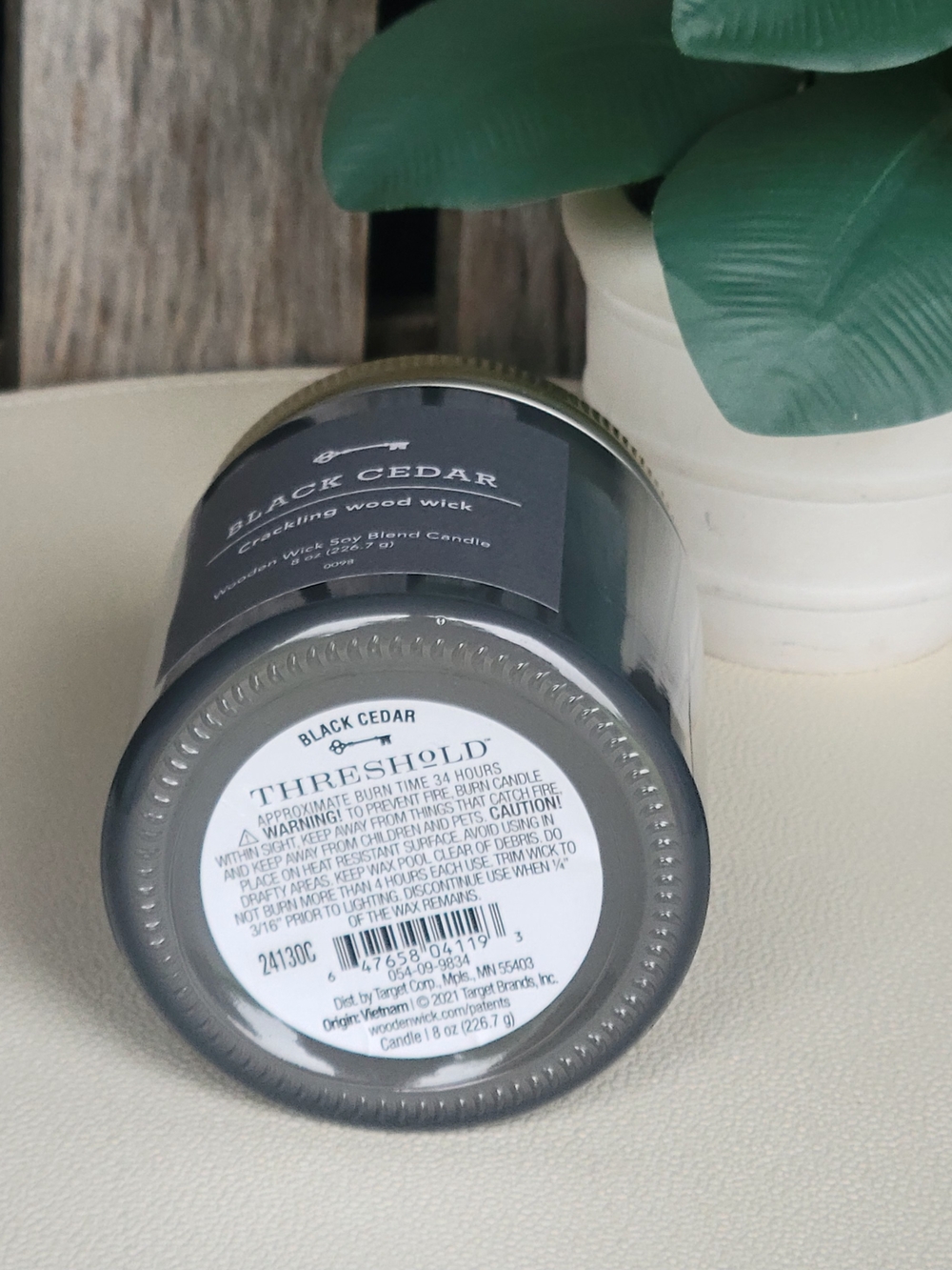 Threshold Black Cedar Crackling Wood Wick Candle - Gray 9oz - Picture 5 of 5